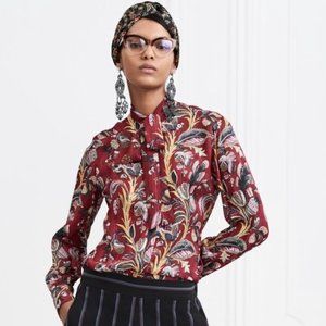 & Other Stories Paisley Tie Neck Blouse Top
